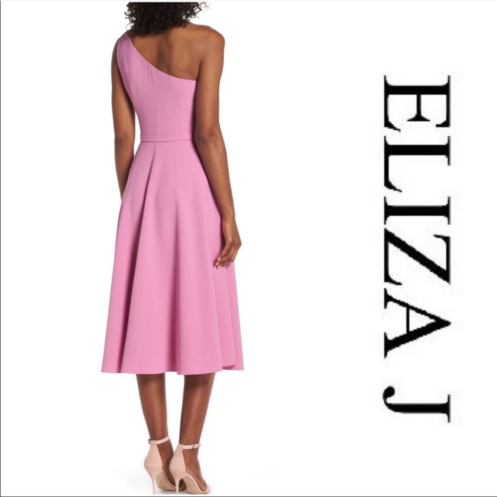 Eliza J Ruffle One-shoulder Fit & Flare Dress - Picture 3 of 5